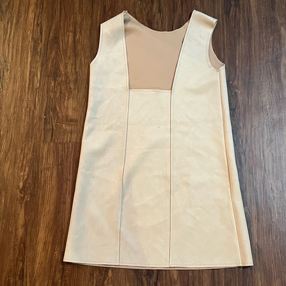 ZARA NUDE FAUX SUEDE MINI DRESS WITH SQUARE BACK NECKLINE SIZE s - Picture 3 of 3